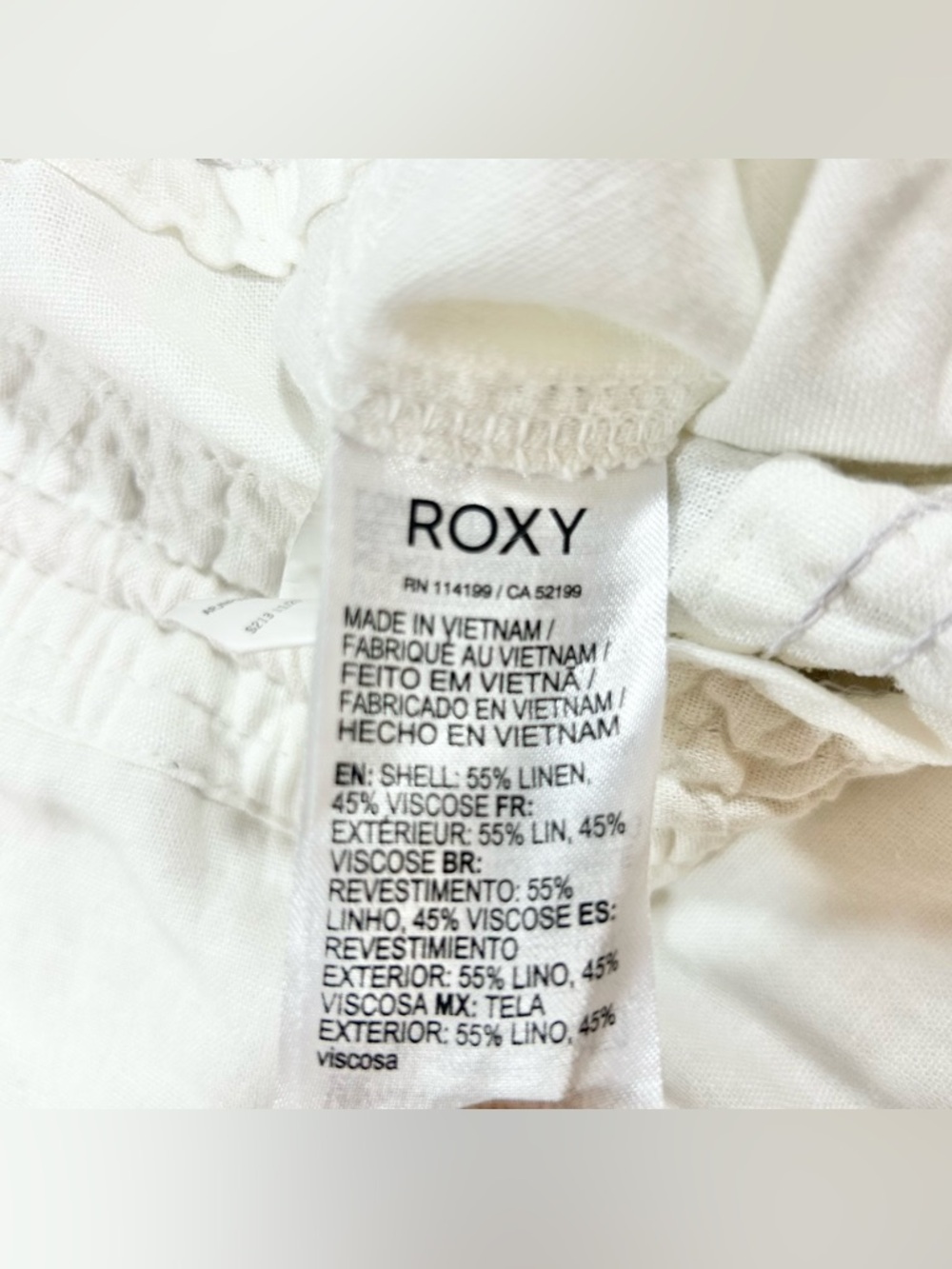 NWT Roxy Women's XL Oceanside Pants Linen Viscose Comfort Summer Beach White - Picture 5 of 7